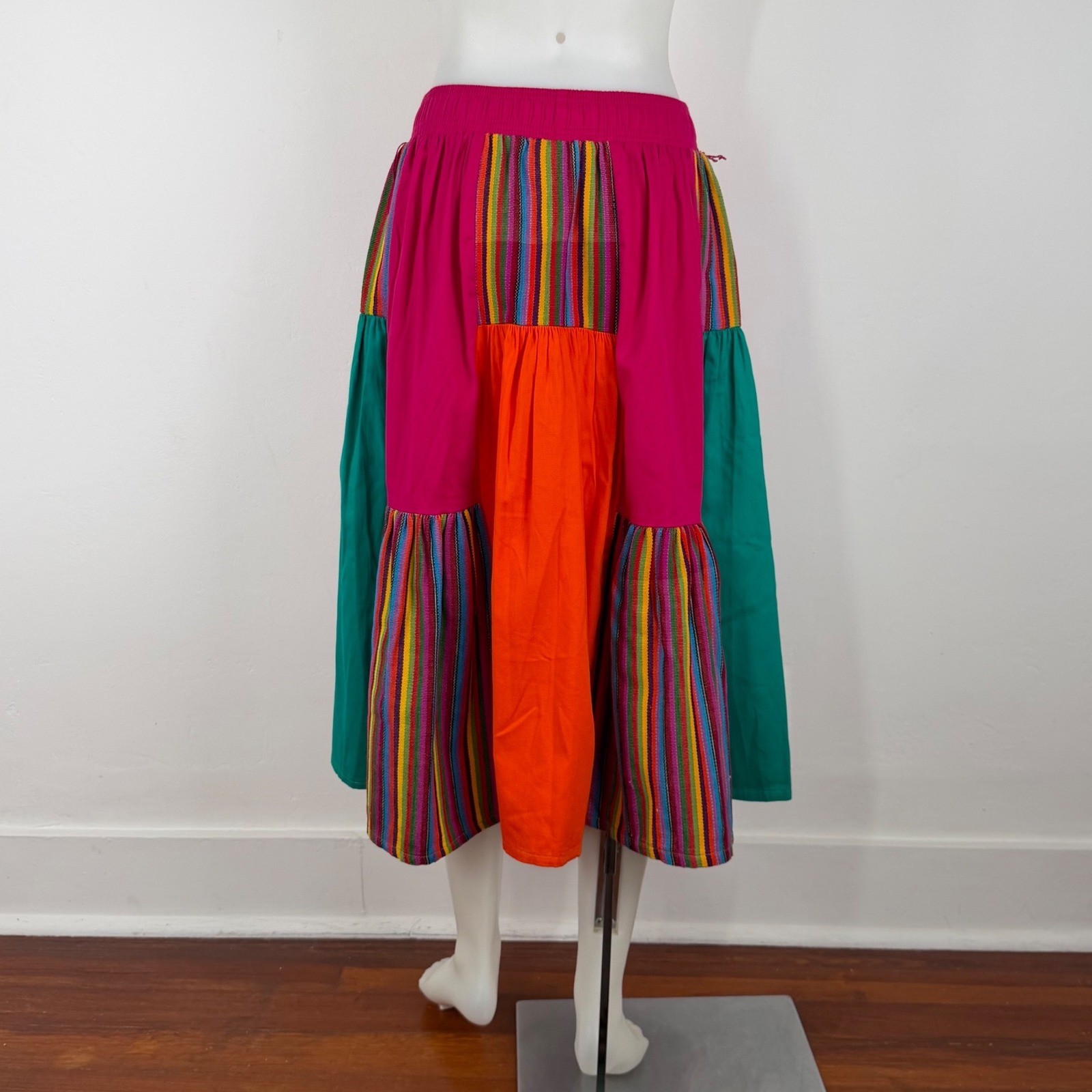 Starfire Vintage 2pc Vest Skirt Set Pink Rainbow Striped Beaded Fringe USA 8 10