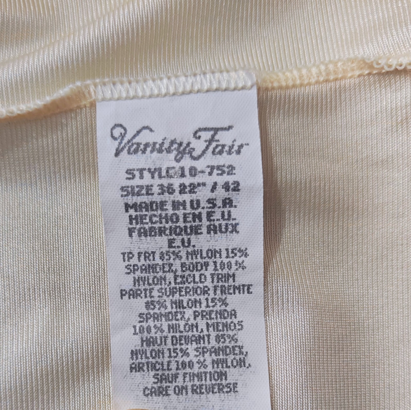 Vintage Lace Slip Dress Vanity Fair 36 Nylon Ivory Nude Floral Sheer Lingerie