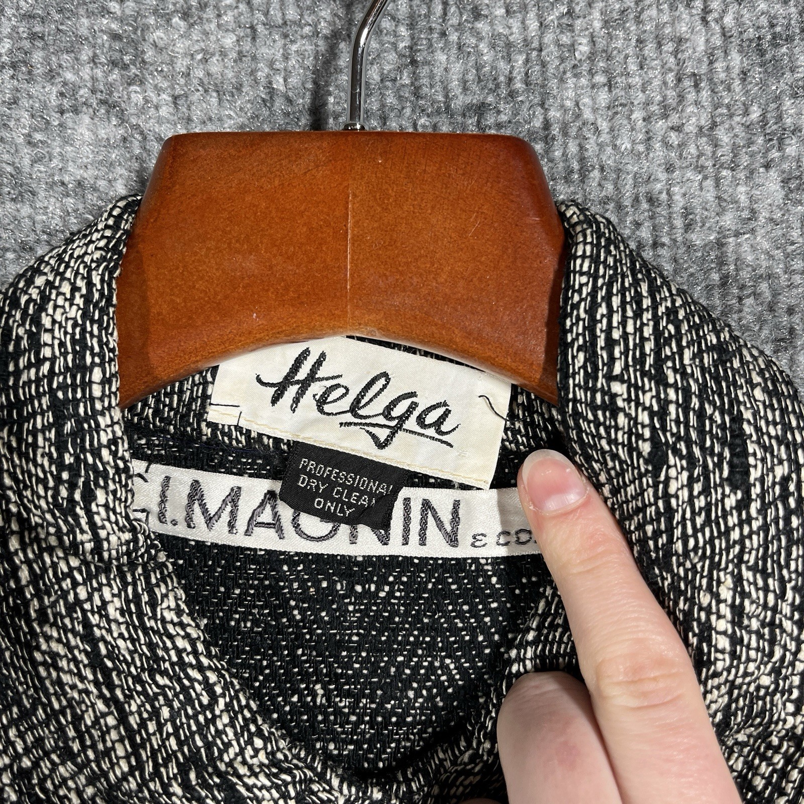 VINTAGE 70s I. Magnin Helga Shirt Dress Womens Size Small Tweed Cotton