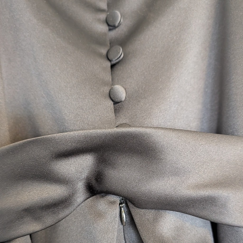 VTG LBD Two Piece Satin Bow Dress Bolero Jacket Cocktail Evening Formal Midi