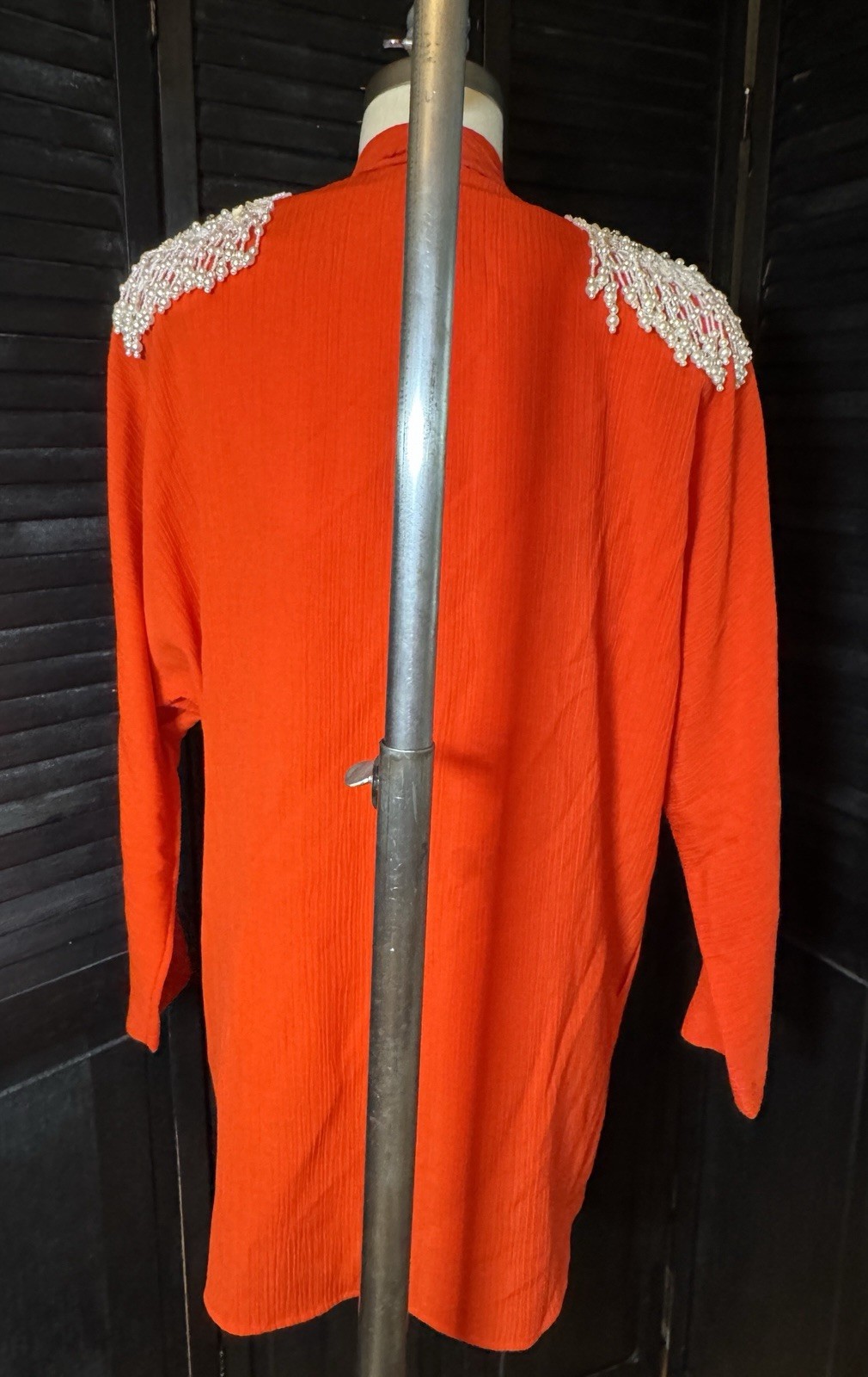 VTG 80s Jo Hardin Jacket Sz4 Women Orange Bead Embellished Shoulder Pads
