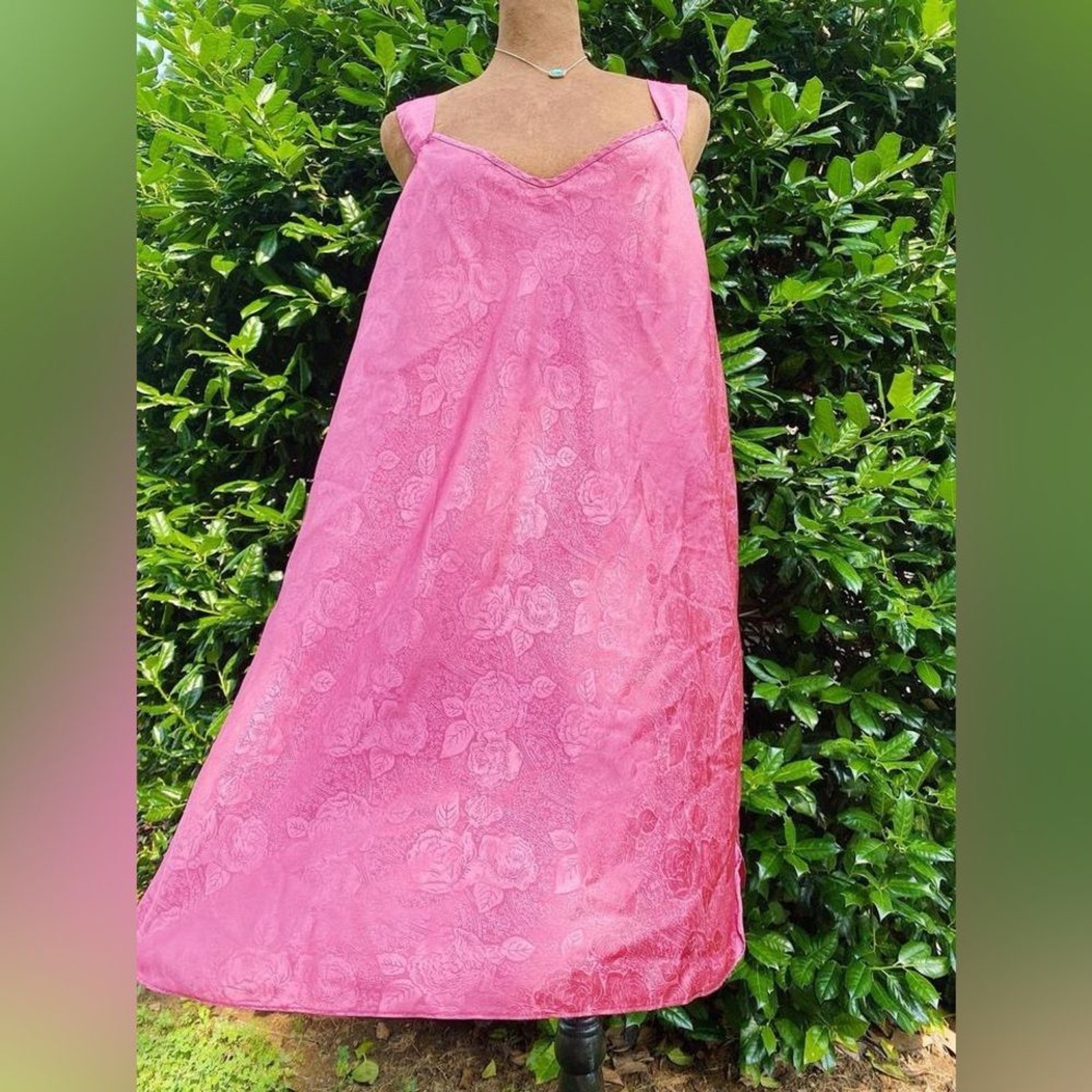 Pink Floral Silky Retro Lingerie Dress Balletcore Regency Romantic Feminine