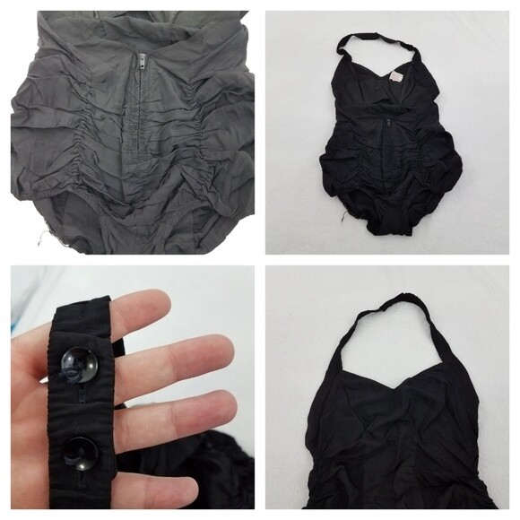 Rose Marie Reid Swim 50s Vintage Magic Lengths Black Ruched Pin Up Play Suit VLV