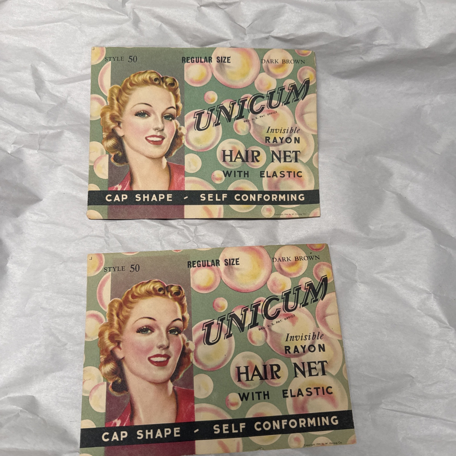 VTG – Hair Net, Very Rare, UNICUM, invisible Rayon With Elastic Lot Of 2 CS