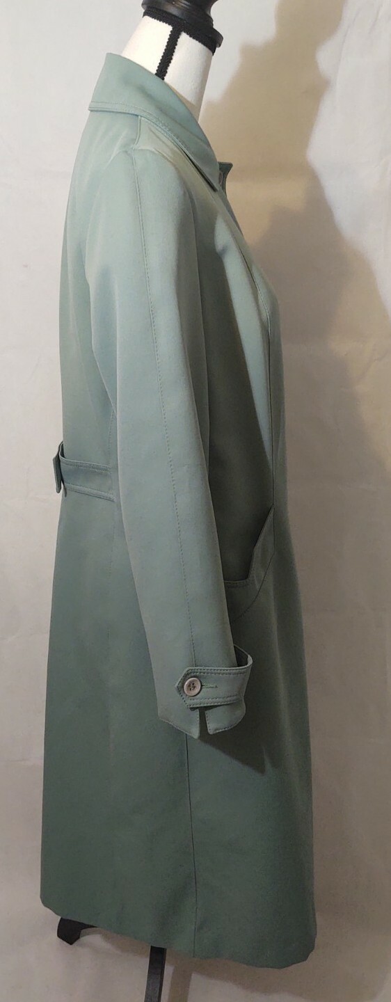 VTG FORECASTER OF BOSTON AQUA WOVEN POLYESTER TRENCH COAT DRESS RAINCOAT 9/10