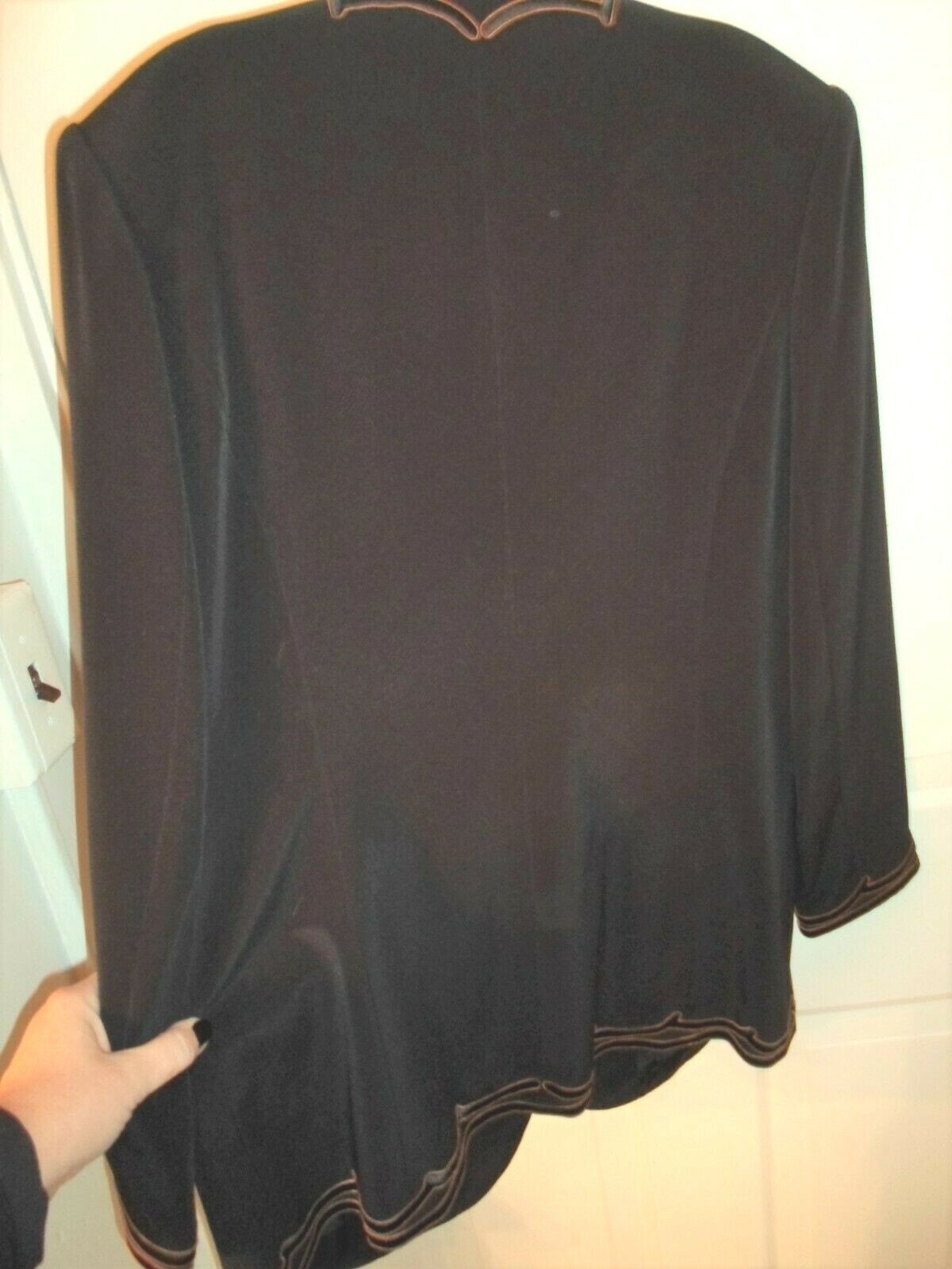 Liz Elana Vtg Sz 14 Black Beaded Medallions Embellished Blazer Jacket Embroidery
