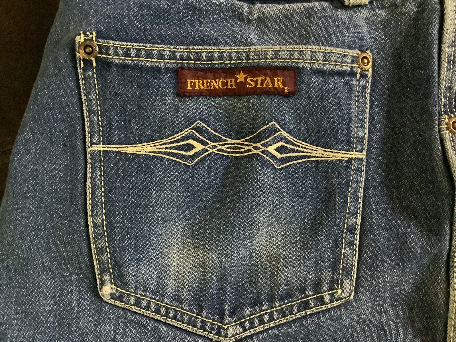 Vintage 70s FRENCH STAR Blue Denim Jeans W 36” Inseam 32”