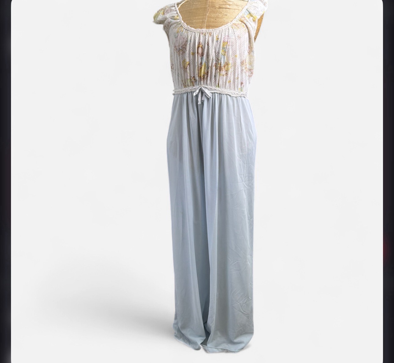 Vintage 60s Nightgown Sz XS* Hollie Hobby Dolls Mesh Cottage Cute Kitschy Maxi