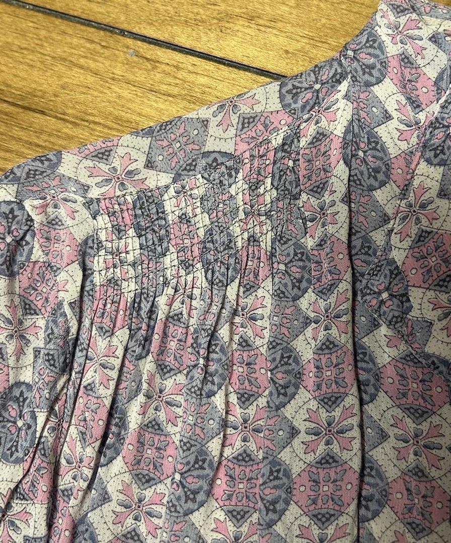 Vintage Rayon Pink Dress With Jeweled Buttons, 27 Inch Waist, Sheer