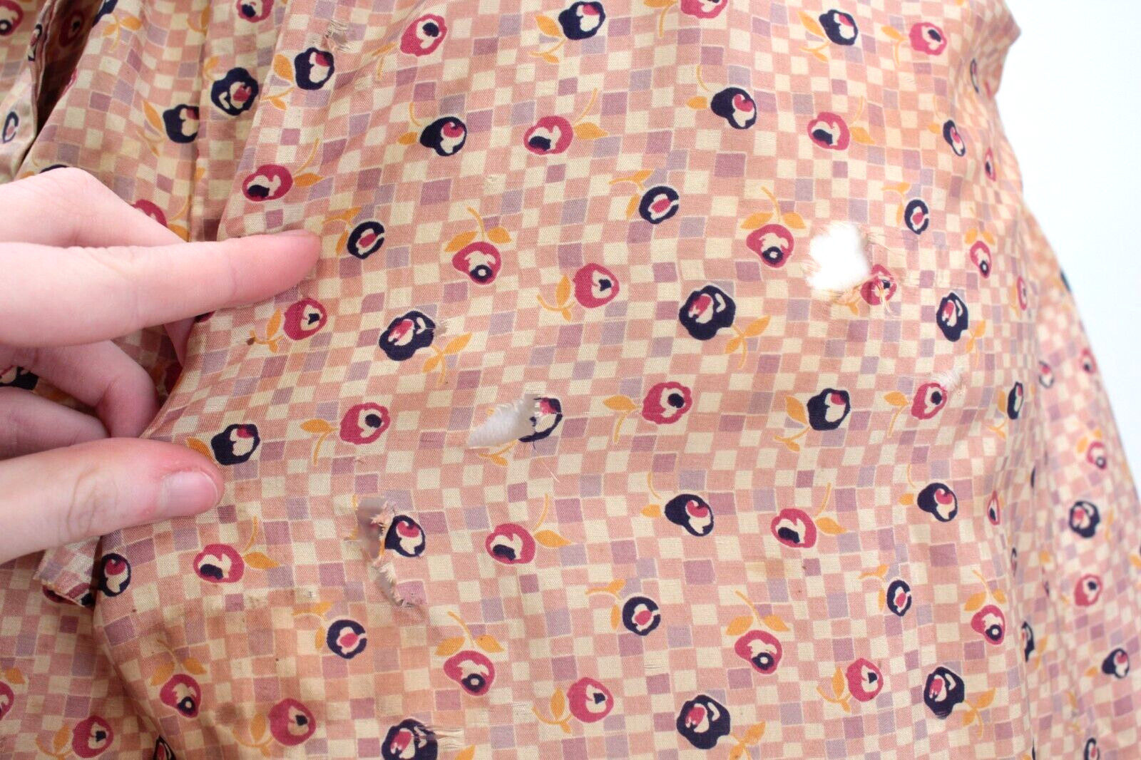VTG Women’s 20s Tan & Peach Silk Drop Waist Dress W/ Floral Print 1920s Sz S/M