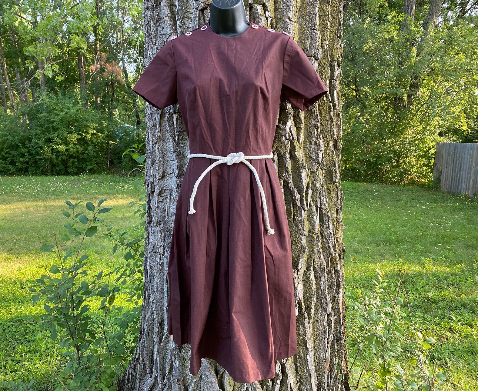Vintage 50s Secretary Geek School College Day Dress Chocolate S M