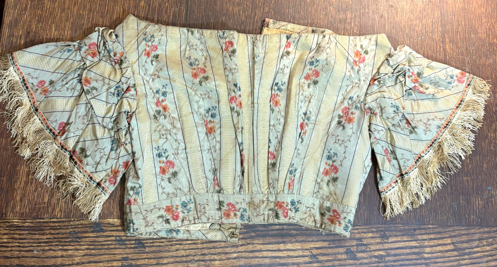 Antique Victorian Floral Brocade Corset dress Bodice (c. 1860–1880)