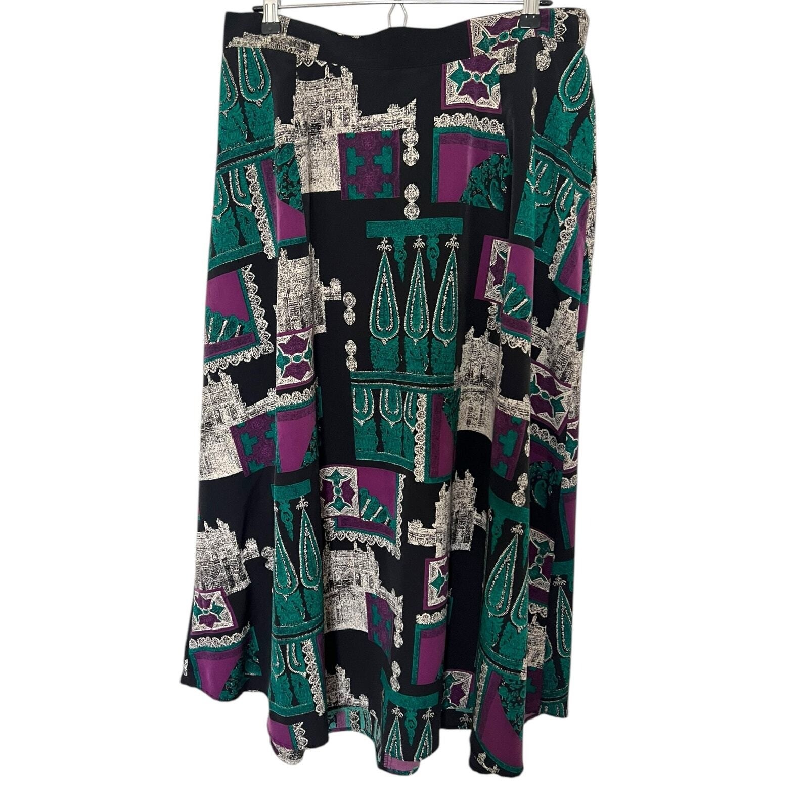 Sharon Anthony Vintage Geometric Witchy Midi Skirt Plus Size 18W