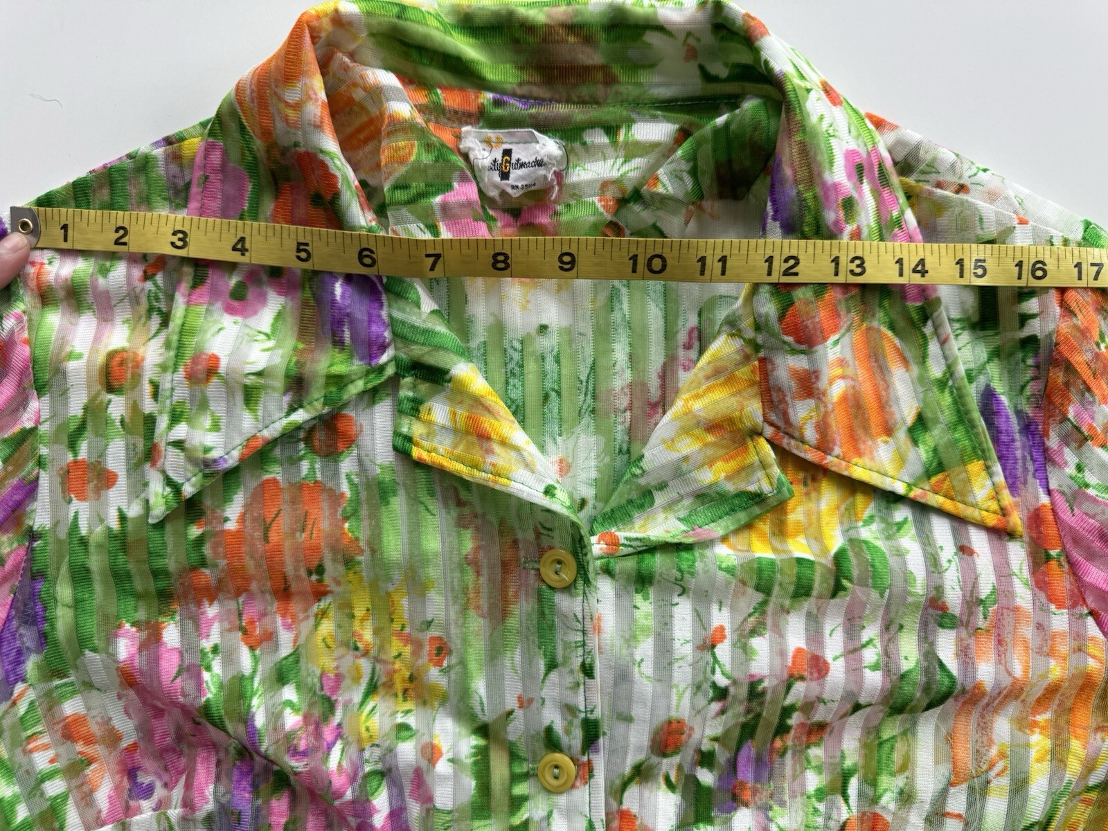 Vintage 70s Marty Gutmacher Floral Cottage Core Sheer Boho Prairie Blouse