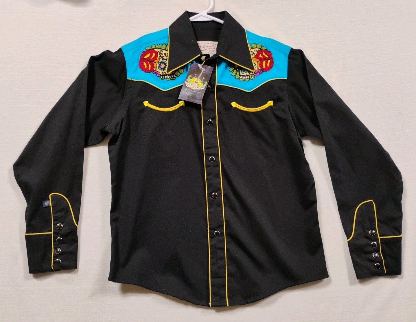 Rockmount Ranch Wear Western Shirt L Skull Embroidered Pearl Snap