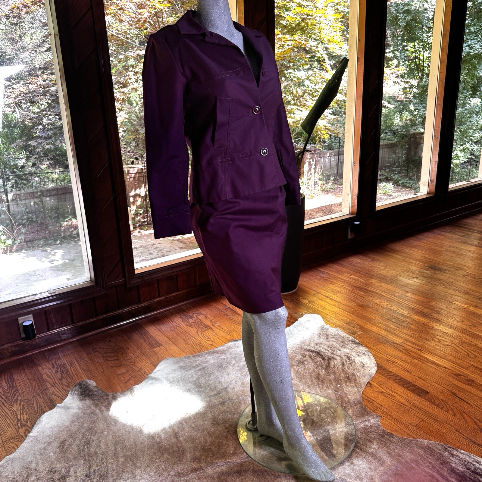 Vintage Pendleton Womens Purple Plum Cotton Skirt Suit Set Size 8 Academia