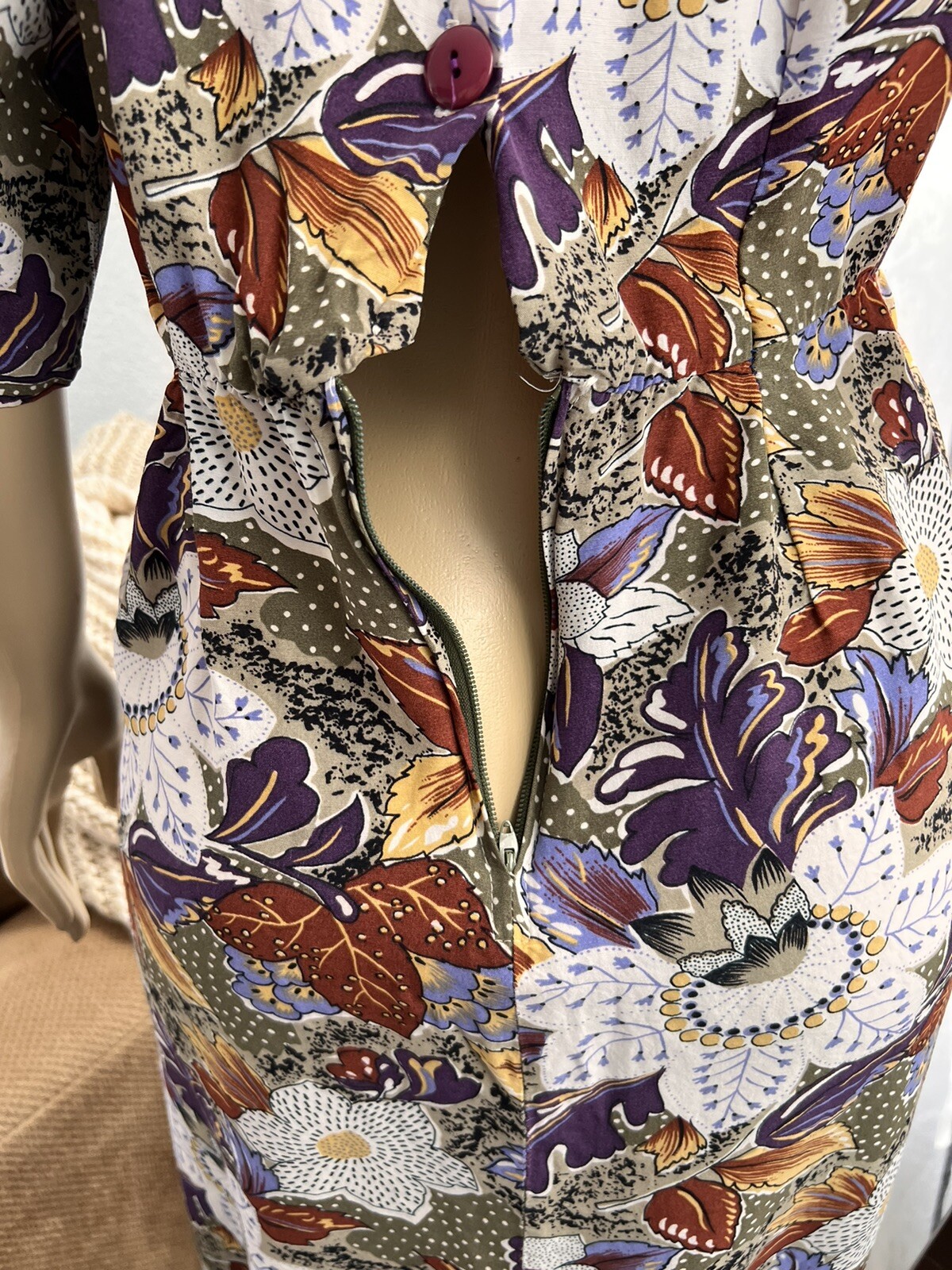 Vintage Floral Short Sleeve Pencil Dress Plus Size 18 Lorac Original Lady Carol