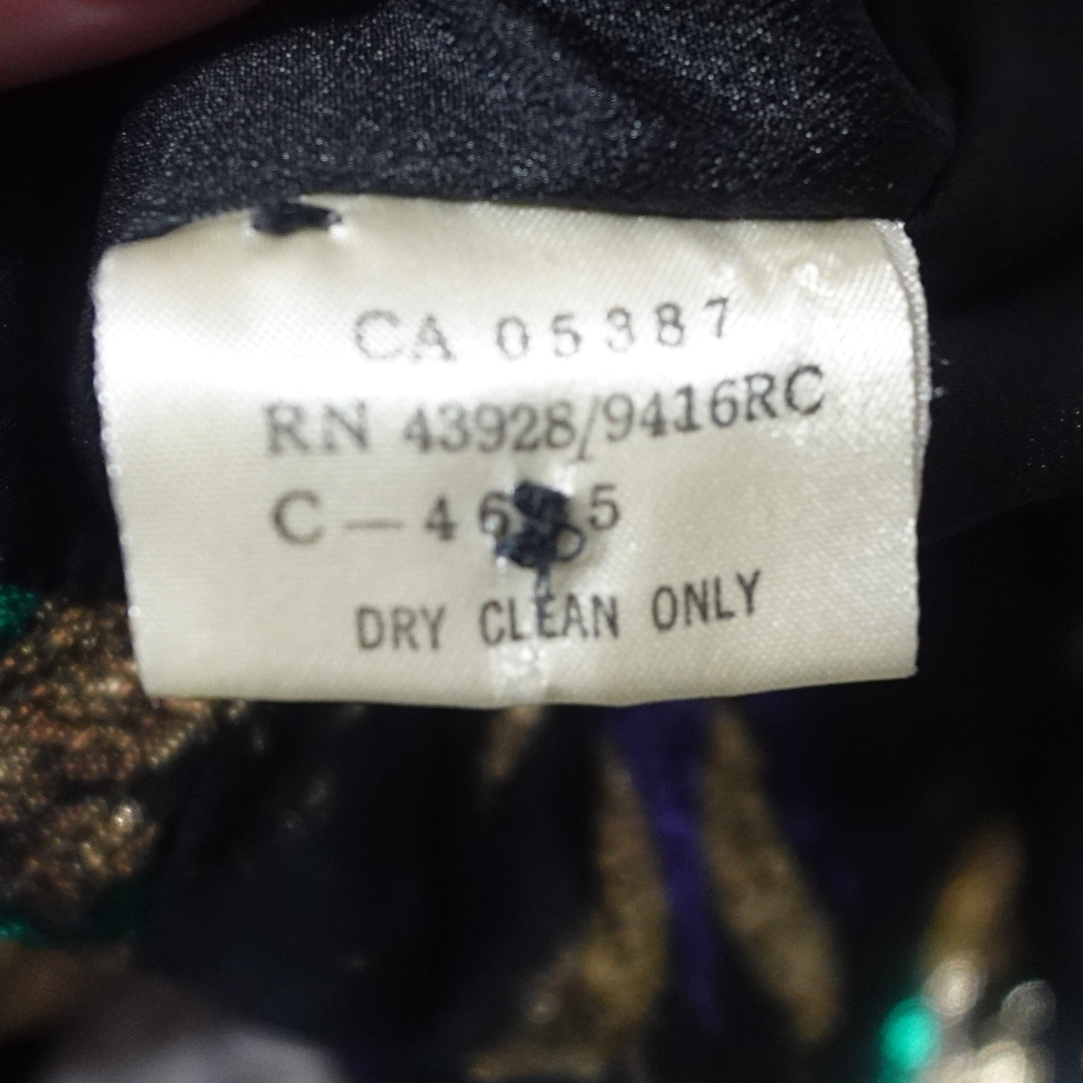 Vintage Anne Klein Black Metallic Abstract Blouse Purple Teal Gold Glam Top 80’s