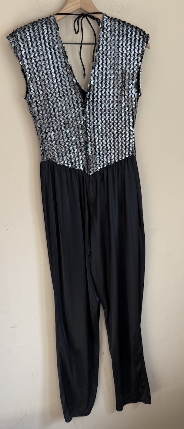 Vintage Disco Jumpsuit Glenrob 1970s 1980s Sequin Womens Size 8 10