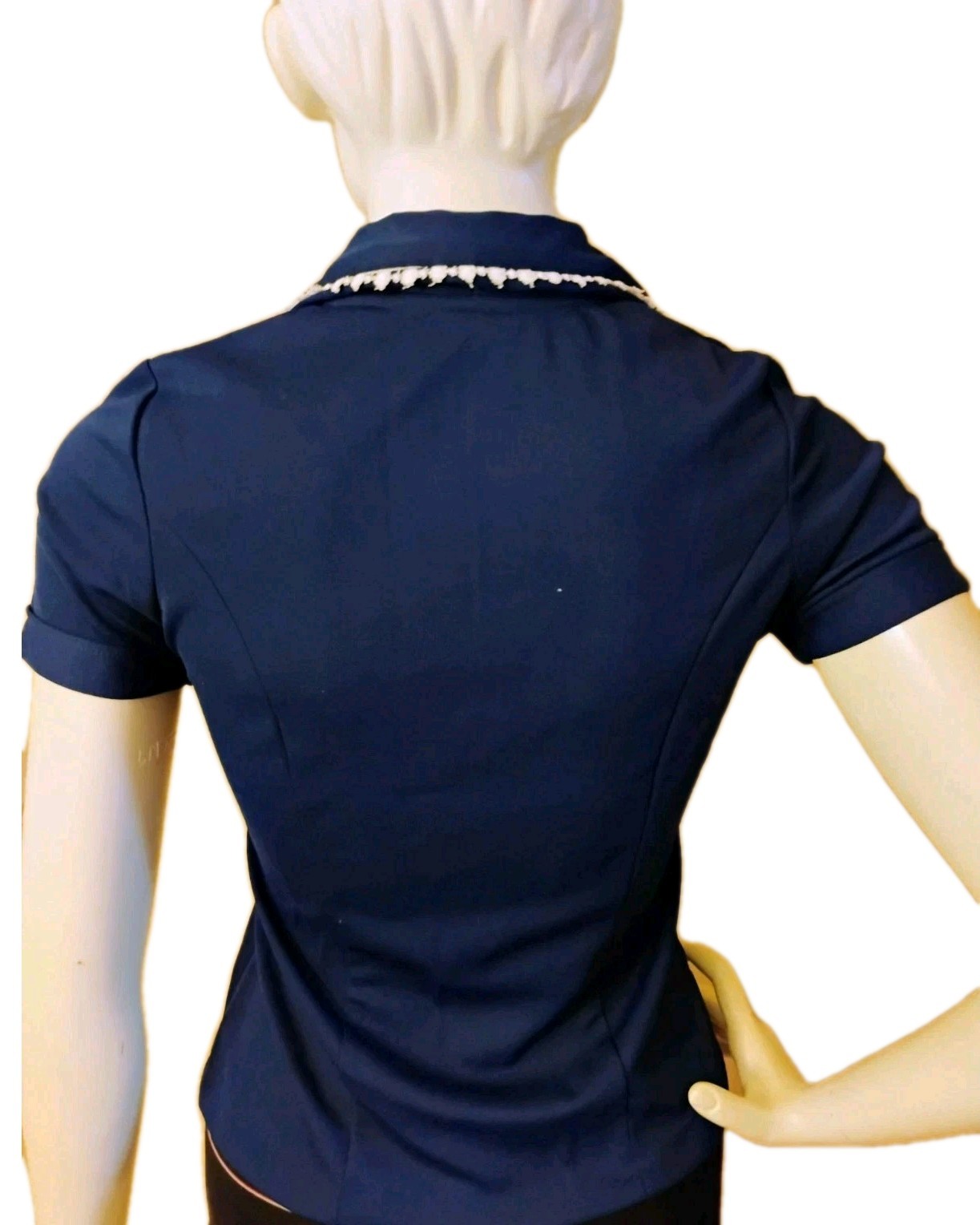RARE VTG 60’s „Jogina Seasonal Wear” Blue Polyester S/S Top M