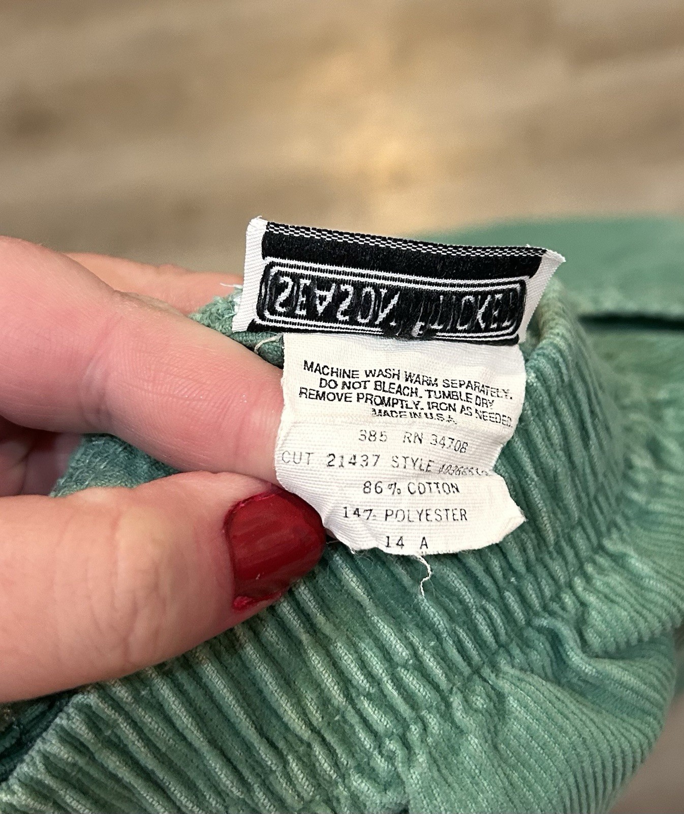 Vintage 80s 90s Corduroy Green Pants The Season Ticket Womens 14 Made In USA
