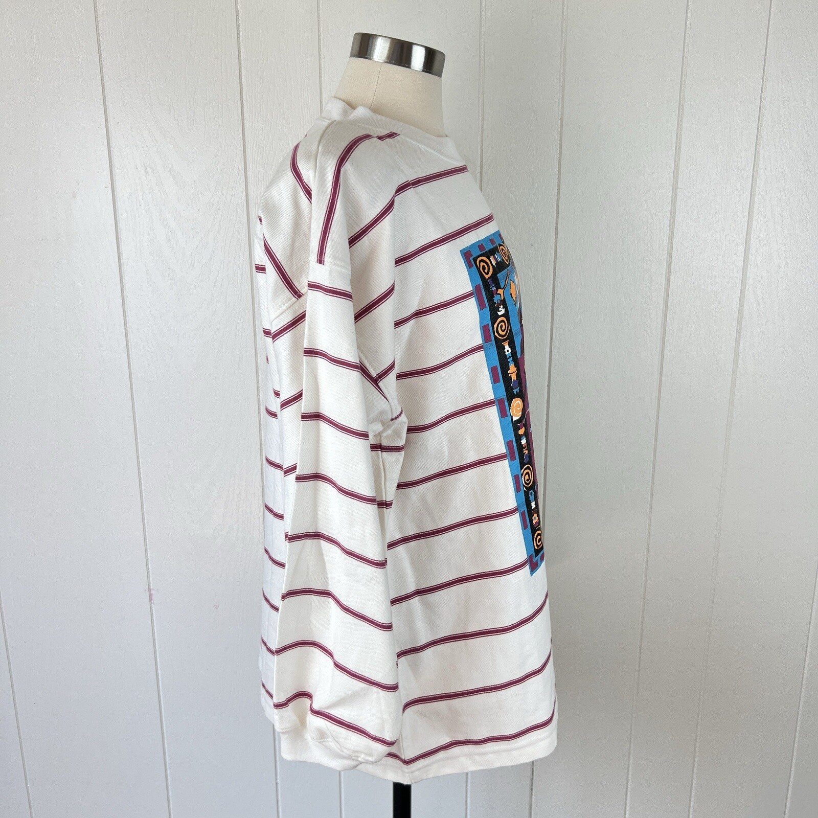 Vintage Gitano Womens Large Western Native Striped Pullover Top Shoulder Pads
