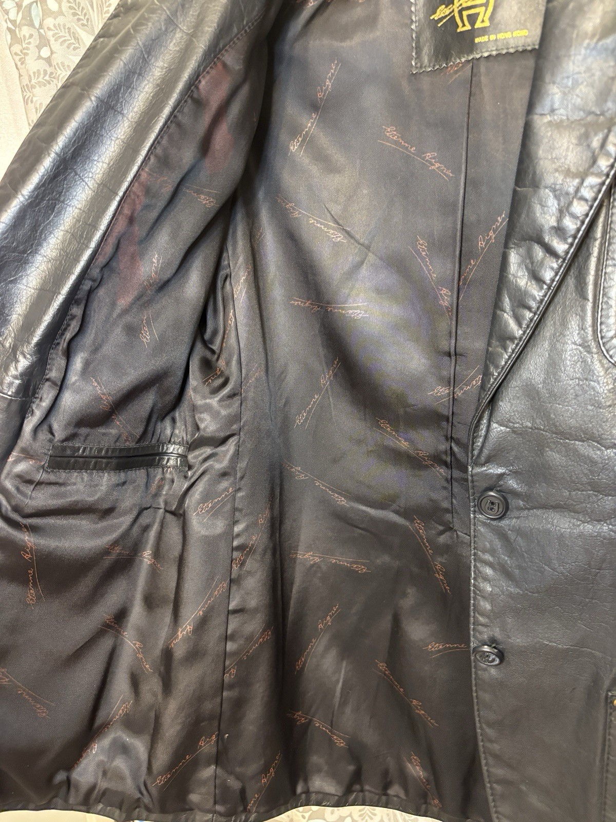 Vintage Etienne Aigner 100% Genuine Leather Jacket Coat Black Hong Kong Size 6