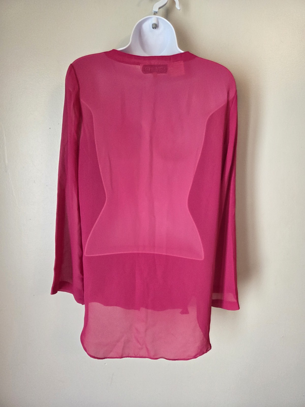 Vintage 80s Steven Barry Hot Pink Lightweight Sheer Button Front Top Shirt 9/10