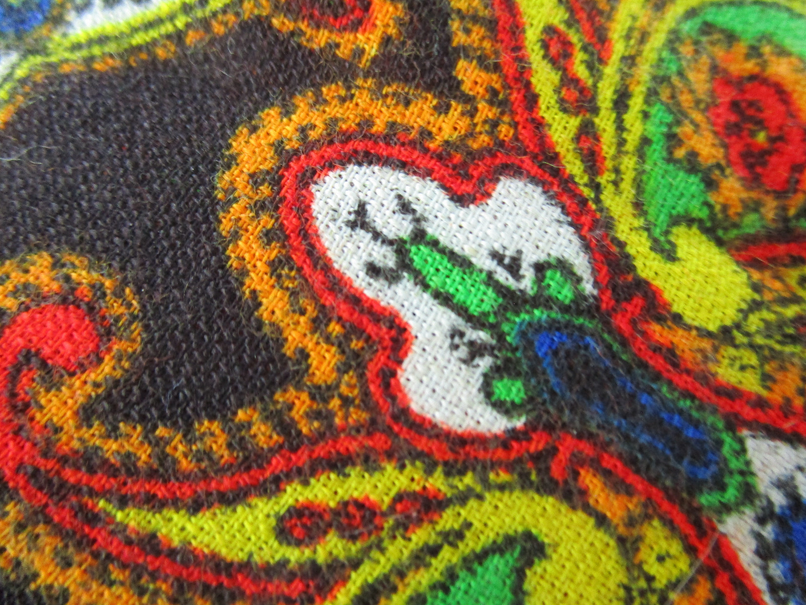 Vtg 70s Hippie Hostess Gown Psychedelic Lounge Paisley Print 2 Tone Maxi Dress
