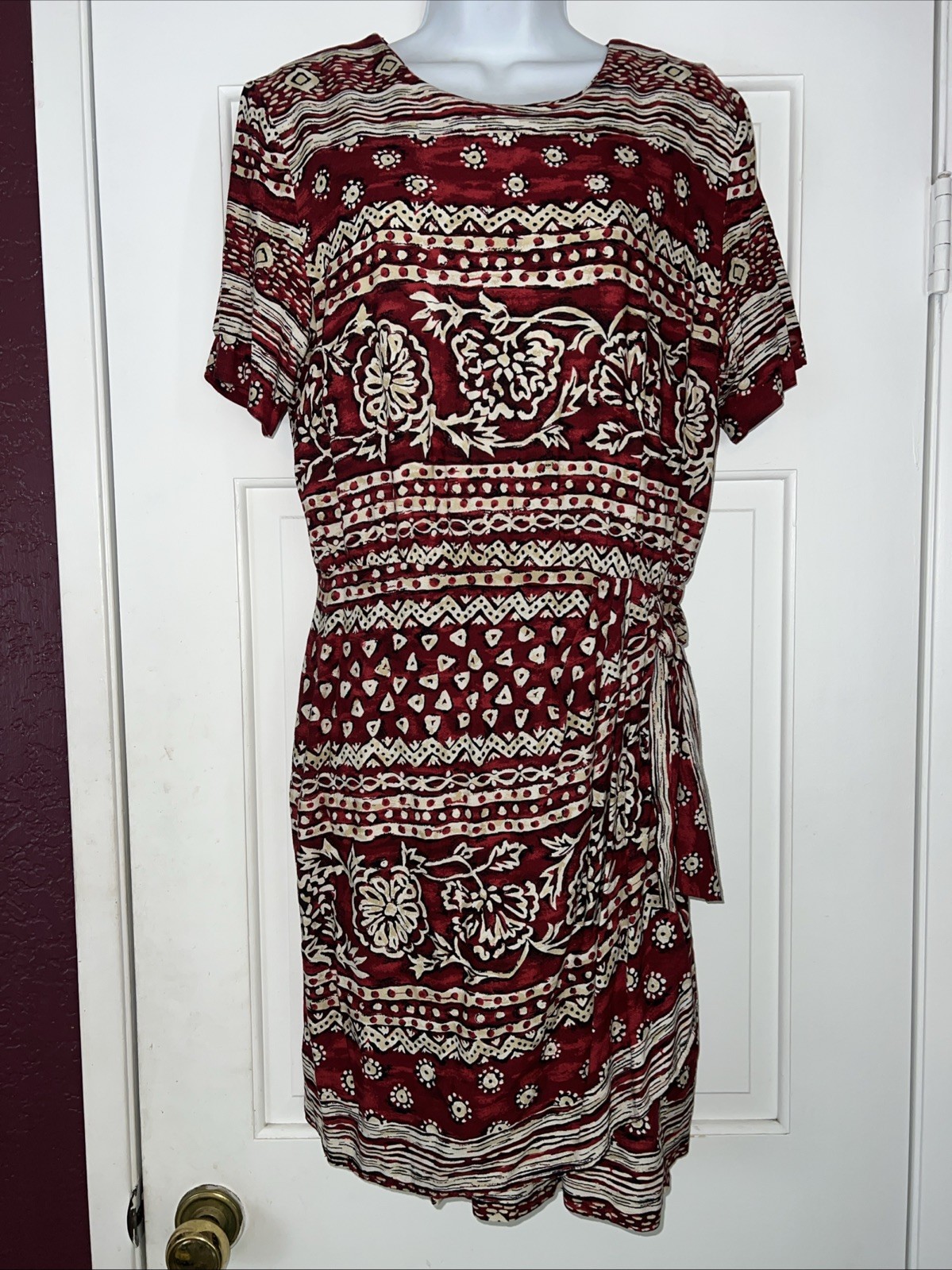 R J Stevens Petites Carol Escritor Floral Short Sleeve Vintage 1980s Dress Sz 6