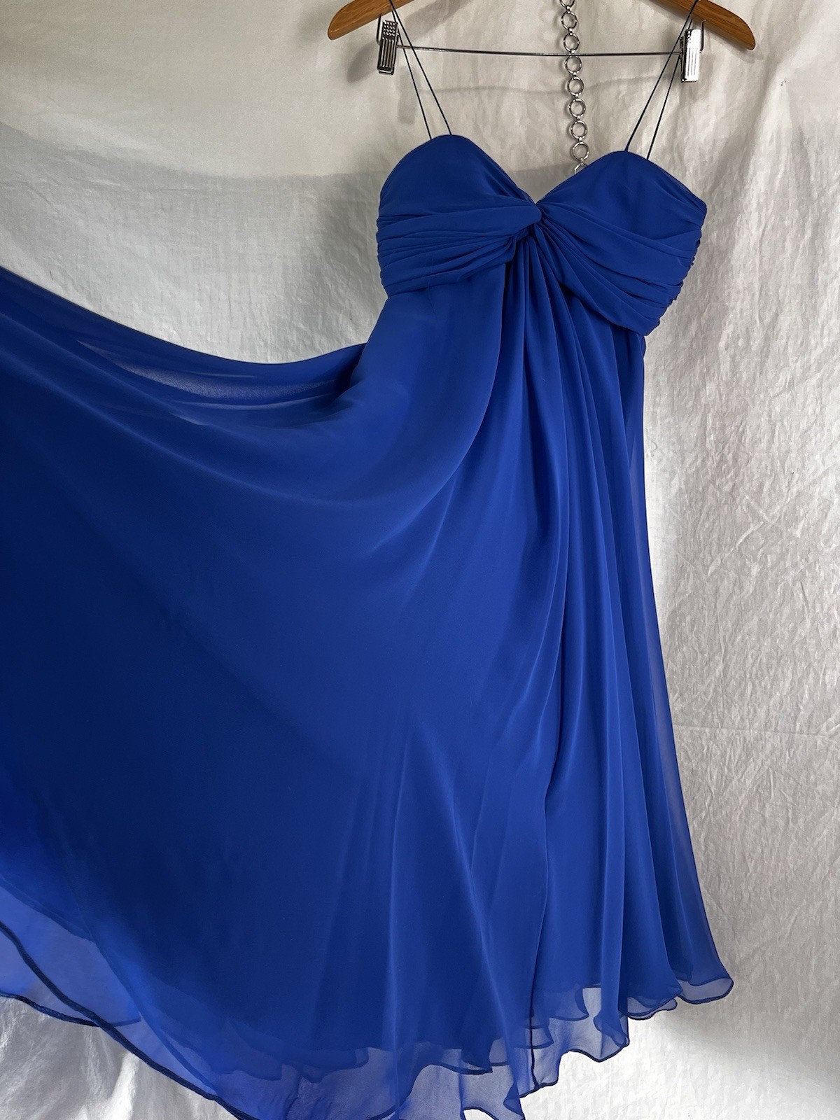 Vintage Dress Pamela Edwards Blue Size 8 Babydoll Layered Flowy Formal Midi Gown
