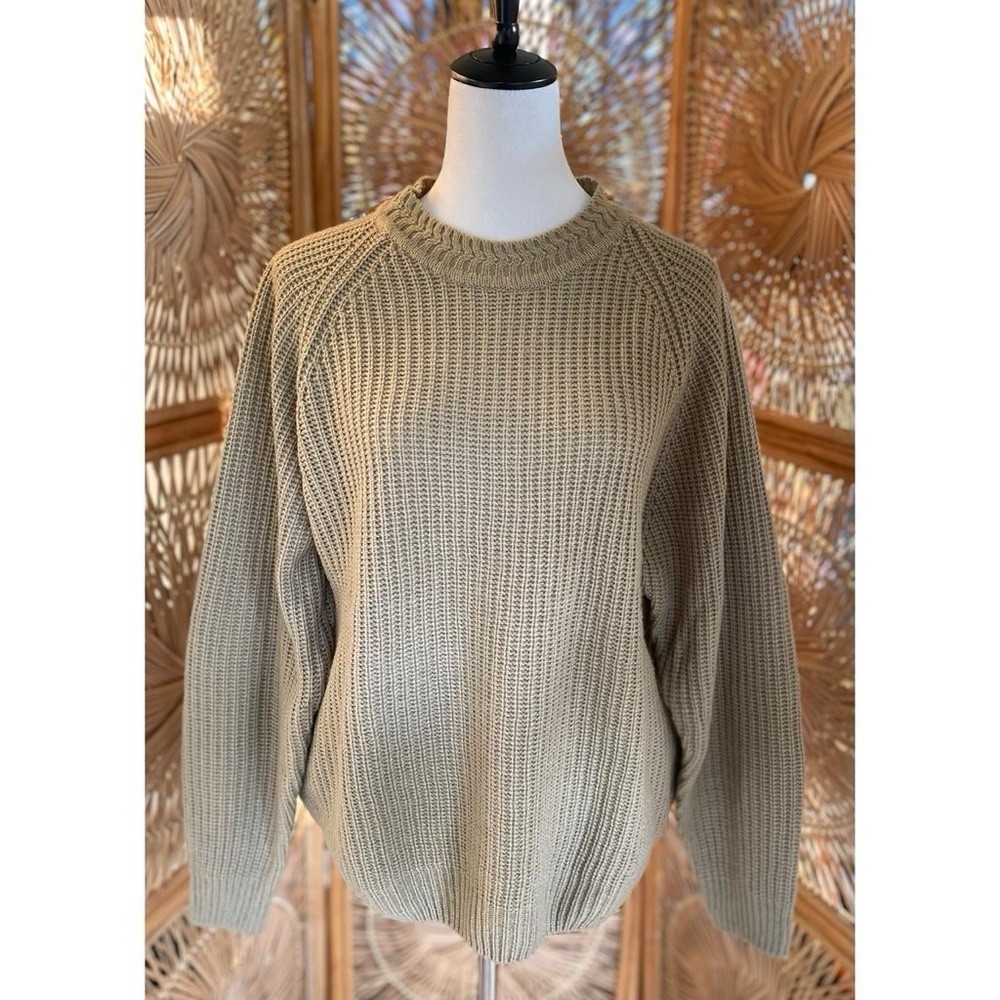 Vintage American Weekend Tan Acrylic Knit Pullover Sweater XL Cozy Cottage