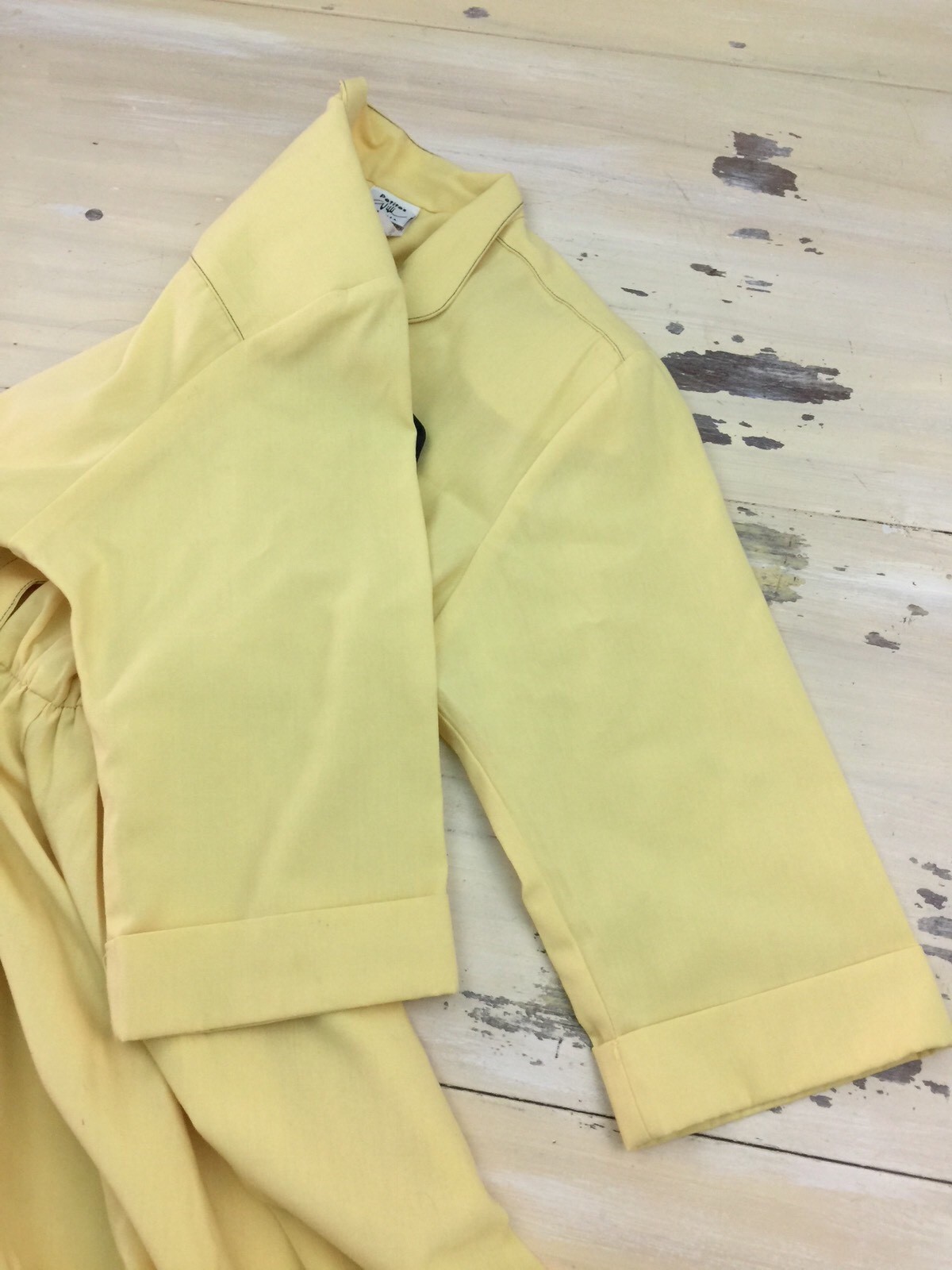 PETITES by WILLI – Vtg 60s Yellow Pin-up Mom Dress, Shoulder Pads, Womens 10 10P