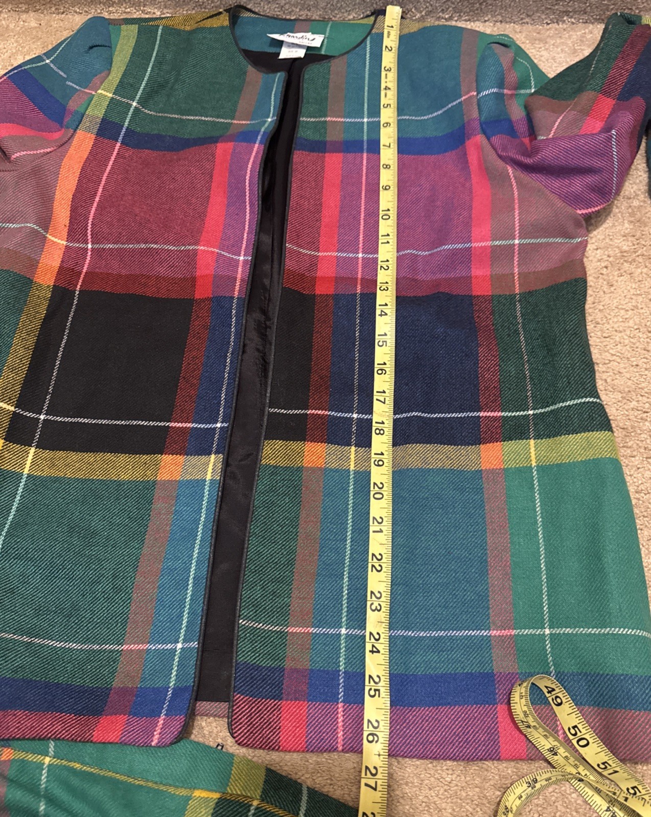 Vintage Jo Hardin Lined Colorful Wool Blend Skirt Jacket Set Size 14