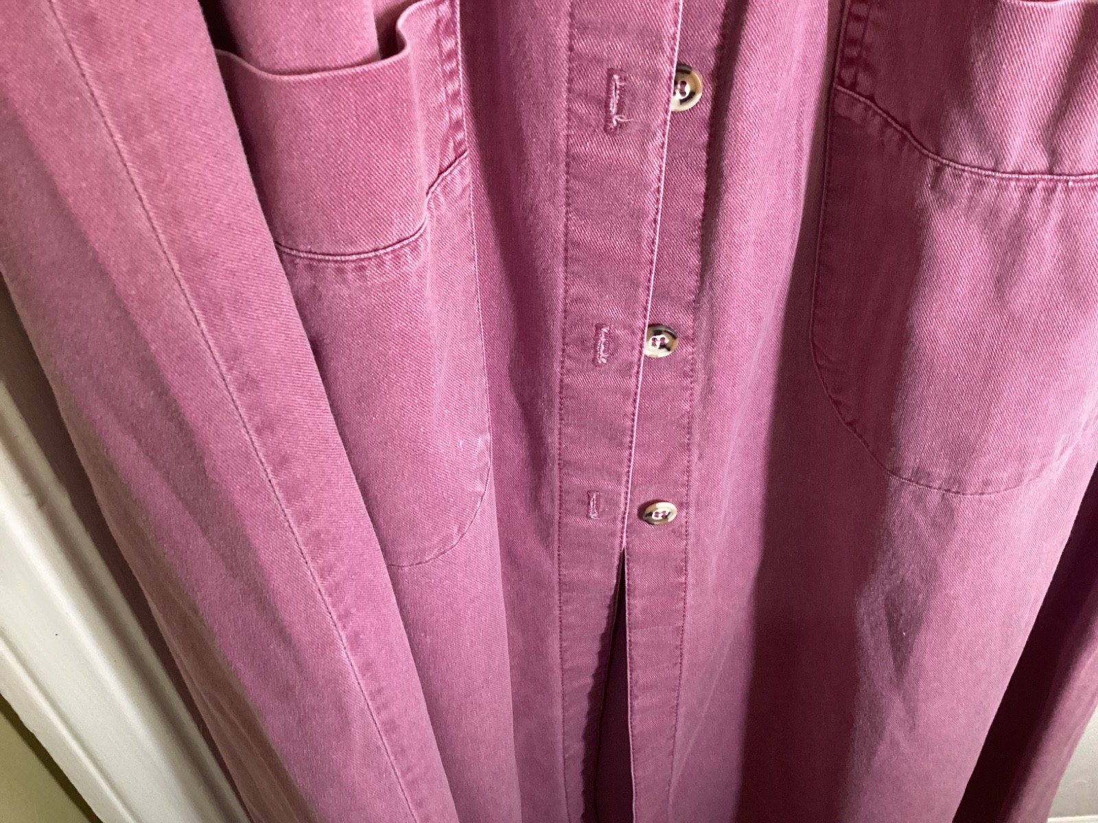 VTG 90s Sunbelt Denim Dress Mauve Button Cottagecore Prairie Cotton ~Large