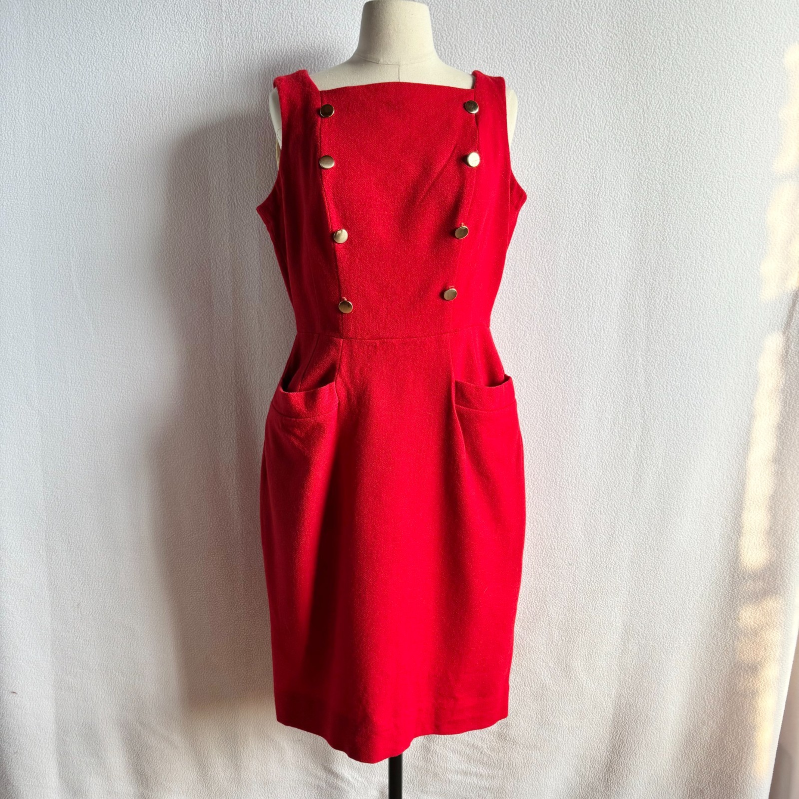 Vintage 1950s Henry Rosenfeld Red Wool Jumper Dress