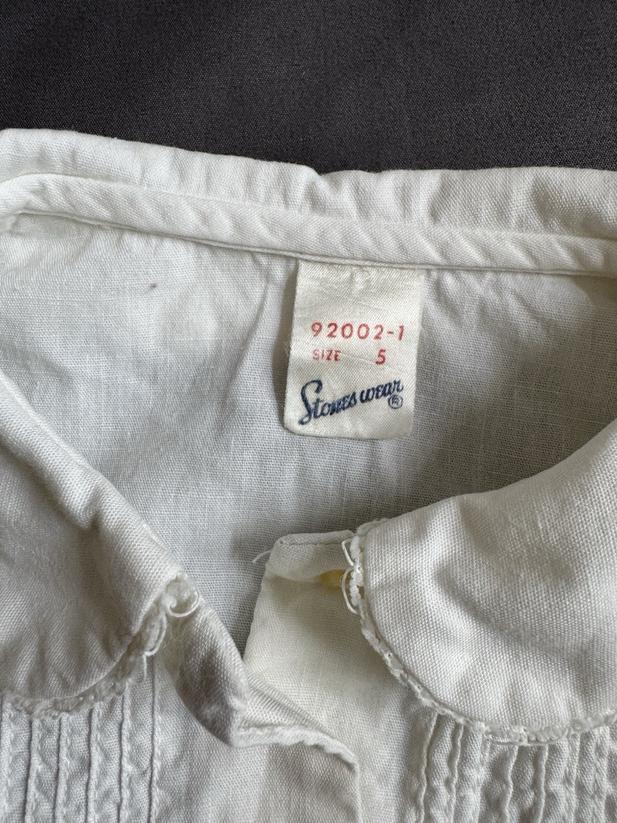 Vintage Stoneswear Girls Blouse 1960s sz 5 Lace Trim Pleats Detail Top Shirt