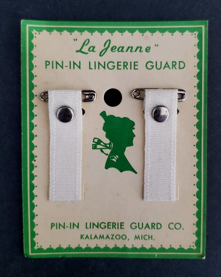 Vintage La Jeanne Pin-In Lingerie Guard One Pair White 100% Cotton USA
