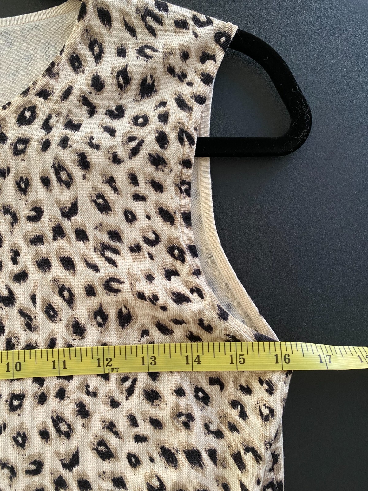 Vintage Parisian Signature Leopard SIlk Blend Knit Sweater Tank Minimalist 90s L