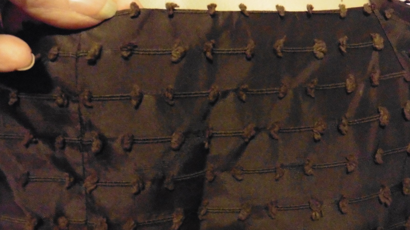 40s Dark Chocolate Brown Drop Waist Tufted Nubby Taffeta Party Dress sz S