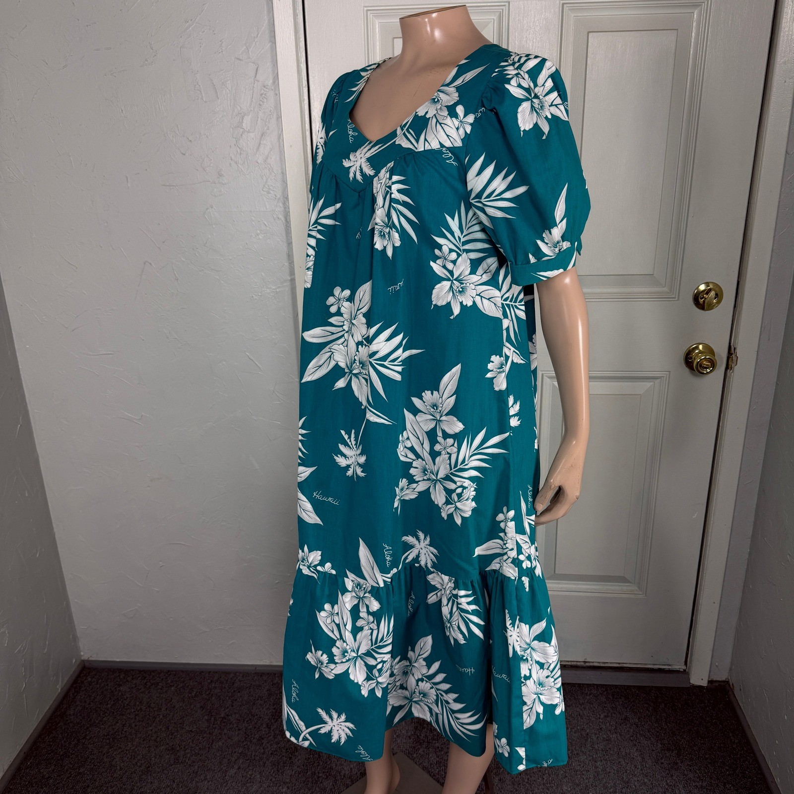 Vintage 80s 70s Made In Hawaii Dress M Hawaiian Cotton Polyester Party Floral G3