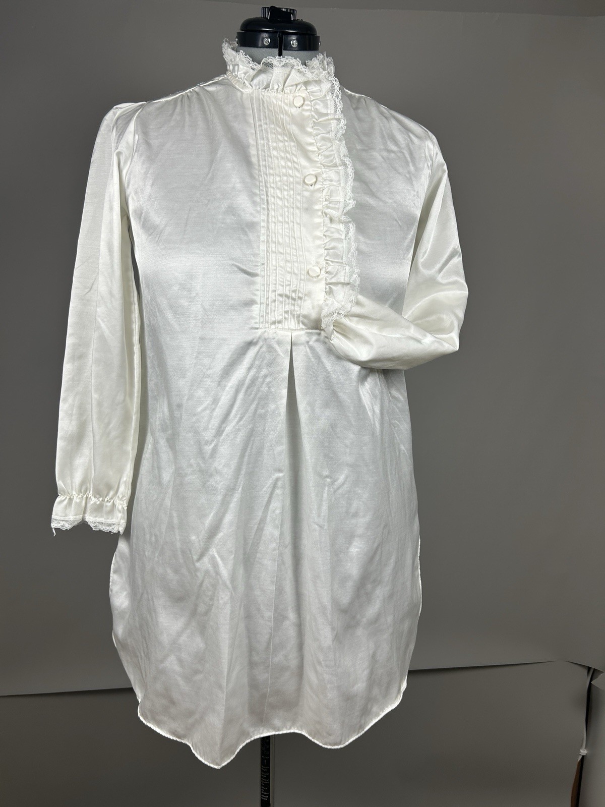 Jodie Arden Vintage Prairie Nightgown Dress White Lace Ruffle Cottagecore S
