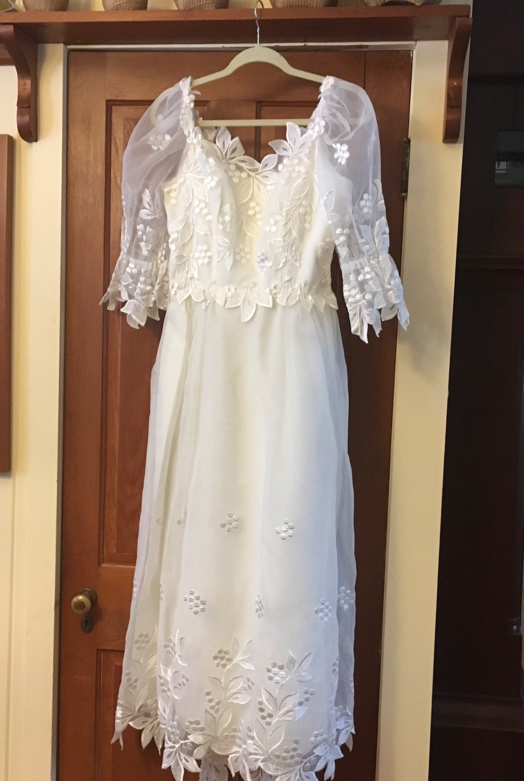 VTG Late 70’s-1980s House of Bianchi Tea Length Bridal Dress XS S 4 lined
