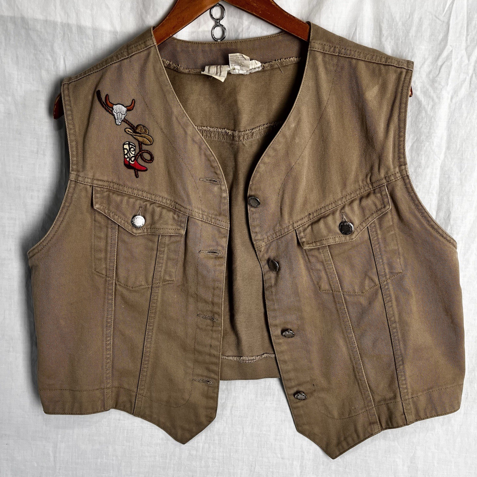 Vintage Western Denim Waistcoat Jean Vest Womens L Large Cowgirl Clifford Wills