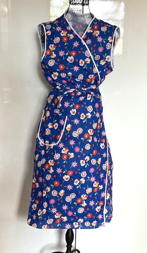 Vtg Chore House Wrap Dress XL Duster Blue Farm Italy Cotton UNUSED NO DUTY