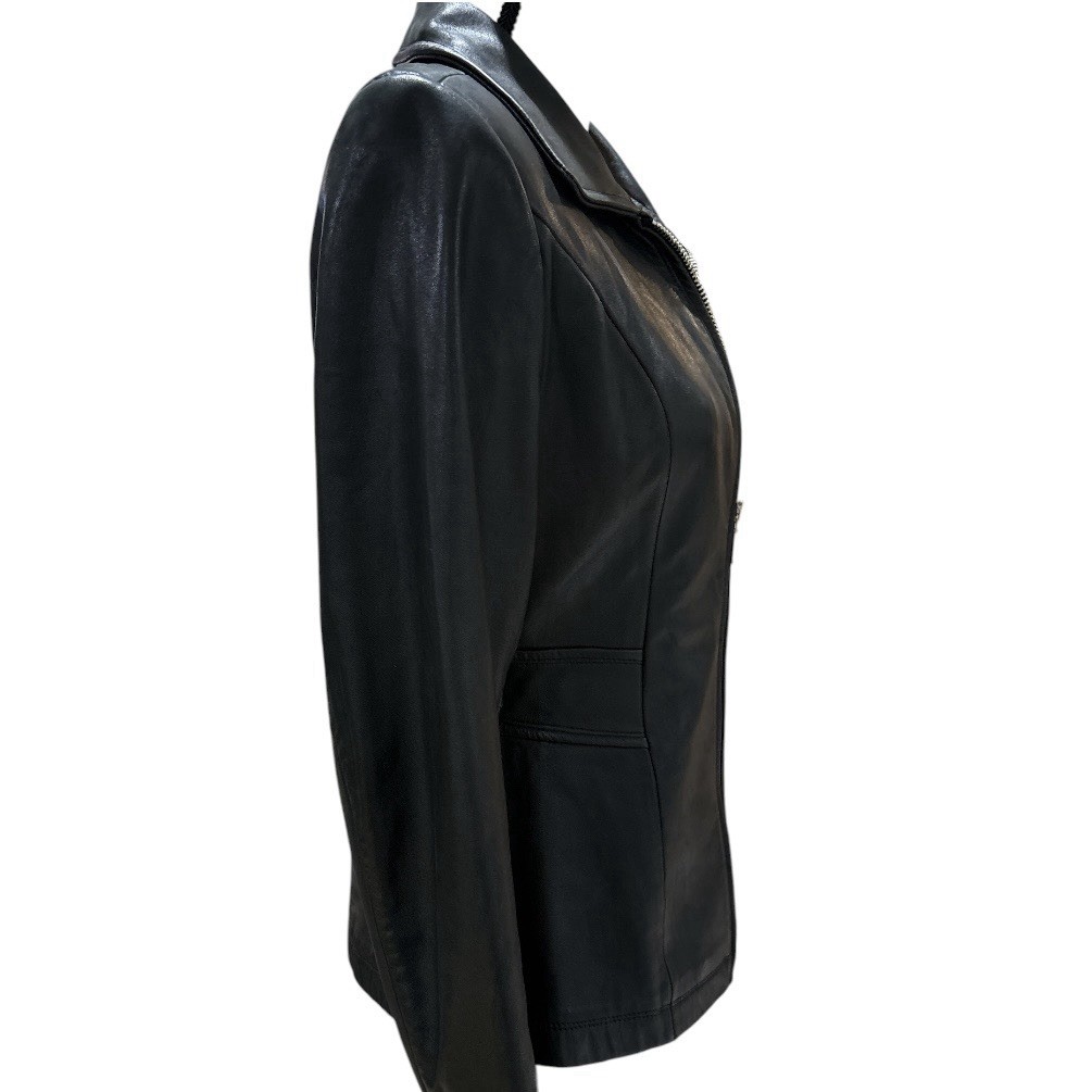 Vintage BP Black Lambskin Leather Jacket Zip Fitted Y2K Women S