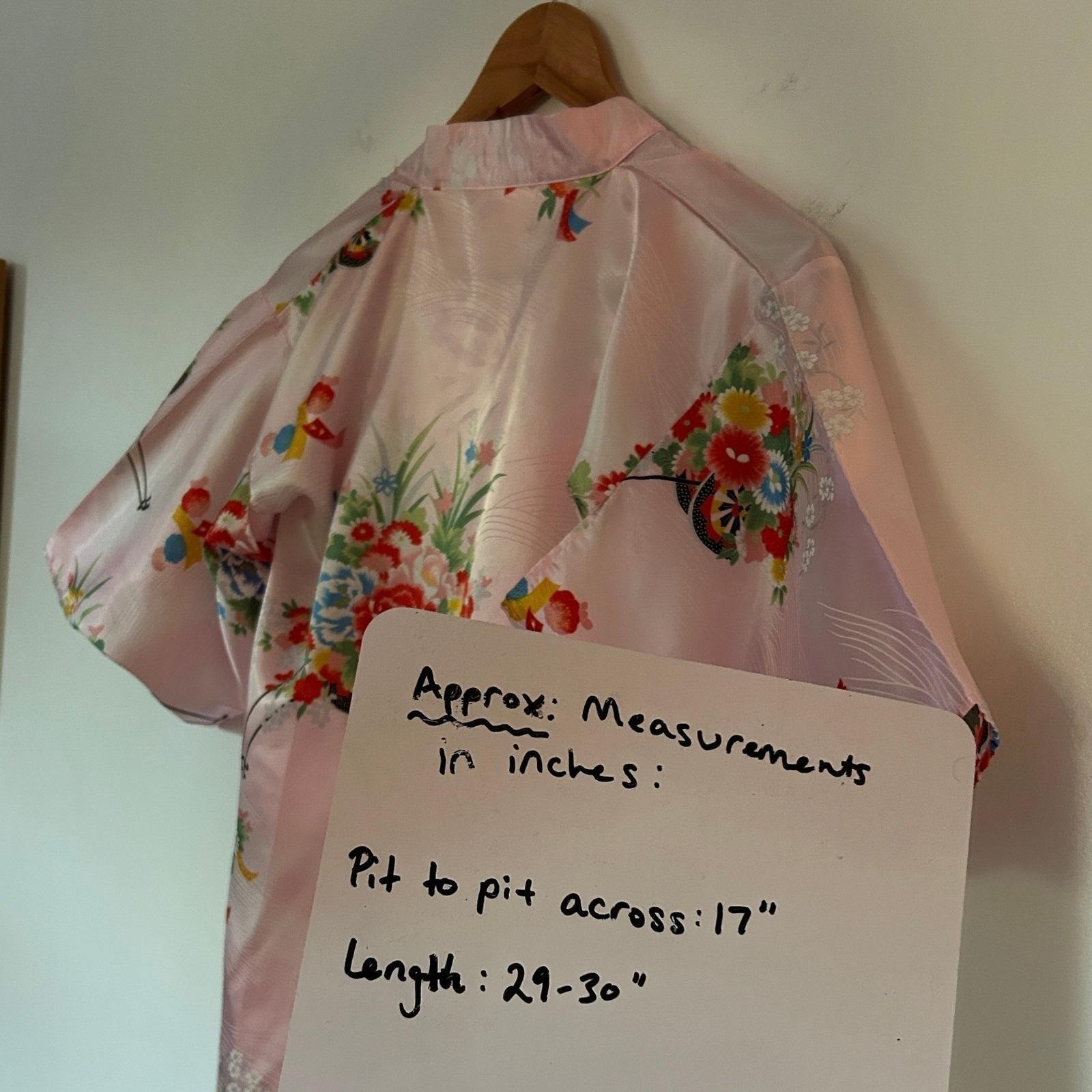 Vintage Pink Satin Floral Kimono Robe Made in Japan Coquette Romantic Fairy XS/S
