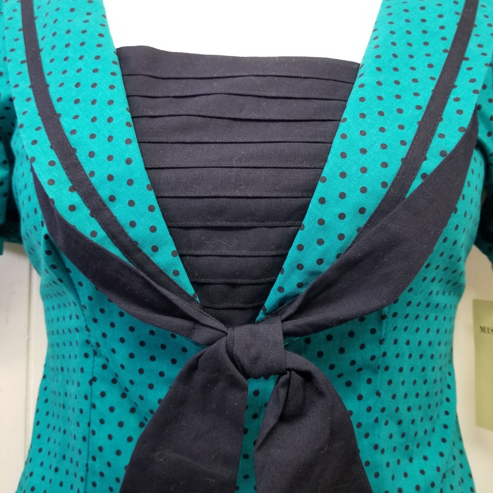 Misty Lane 9 10 Sailor Dress Green Black Polka Dot Vintage Cosplay Fitted Bow