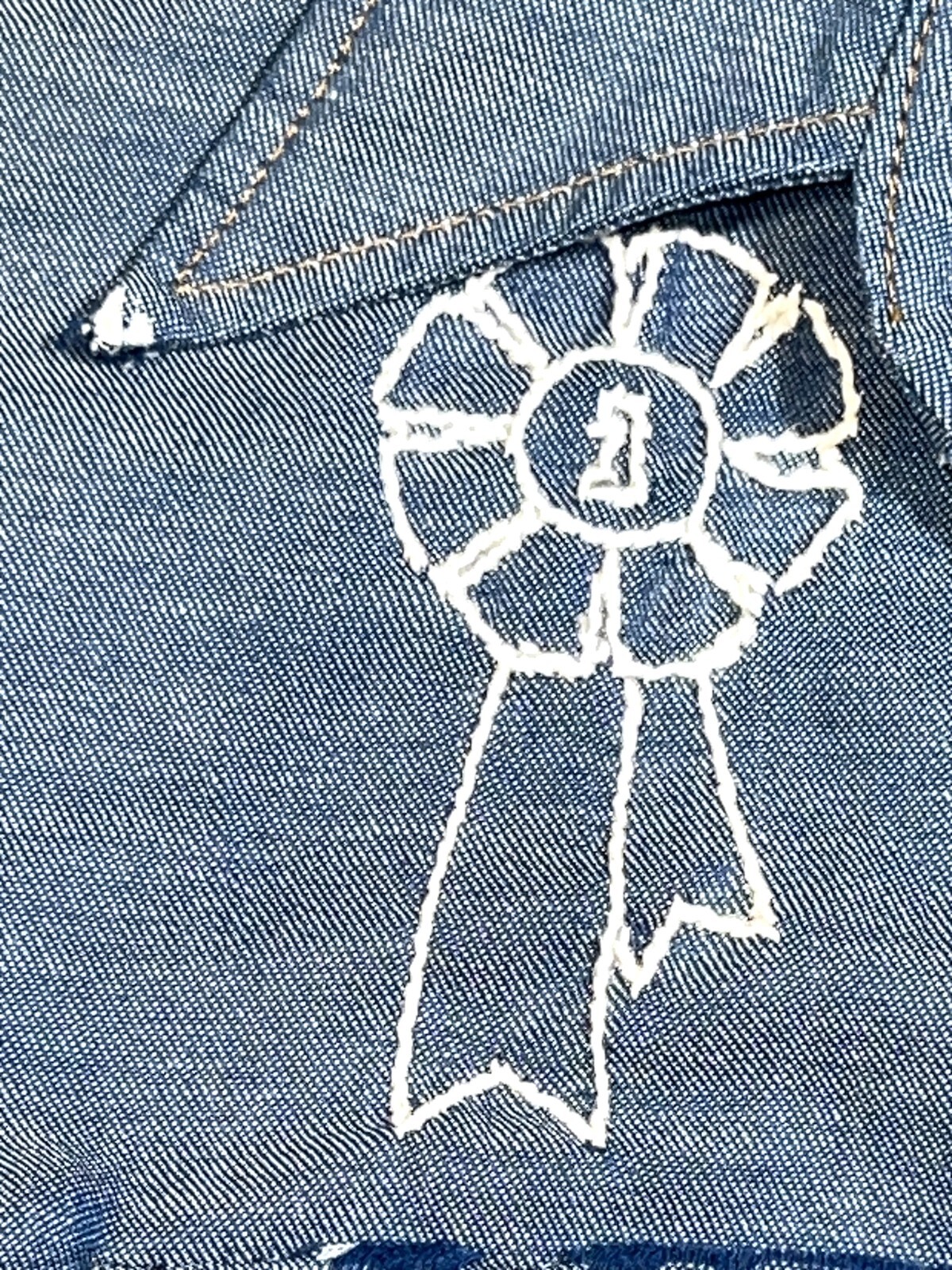 Wrangler VTG 70s Chambray Selvedge Denim Jean Embroidered Shirt Top XS/S/M