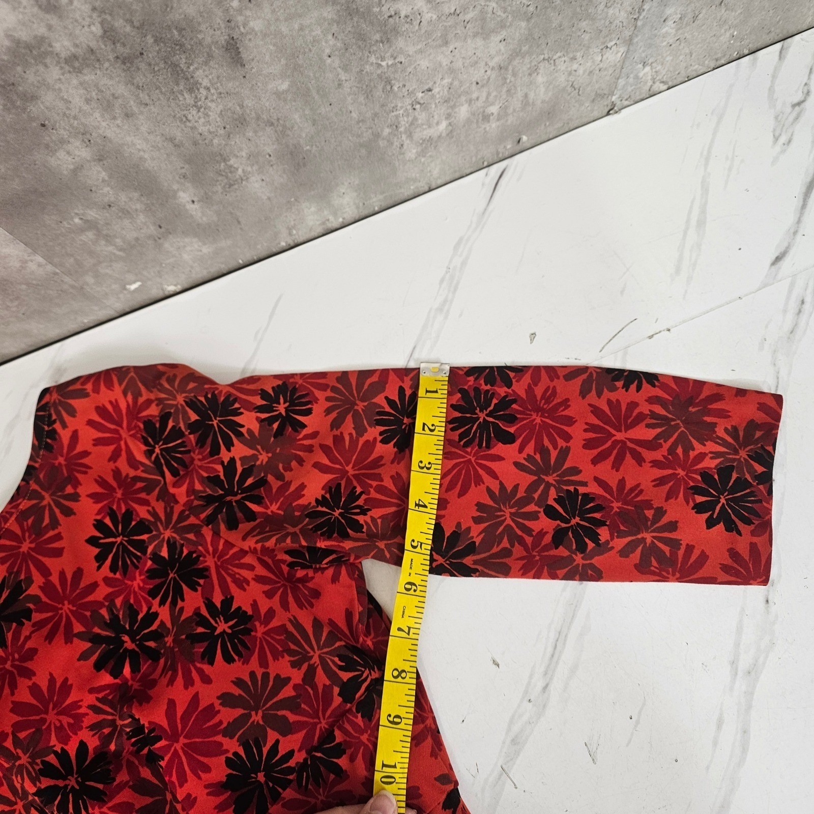 Vintage 60s Red Black Floral Wiggle Draped Back Dress Bow Waist Cocktail Party